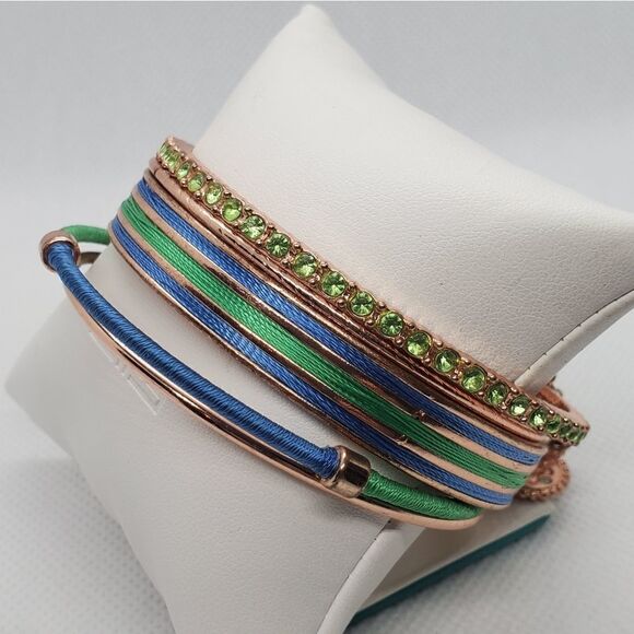 Jessica Simpson Blue, Green, & Rose Gold Bracelets - Picture 3 of 6